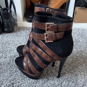 Elegant Brown and Black Women's Ankle Boots